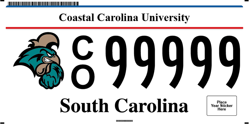 Coastal Carolina University plate