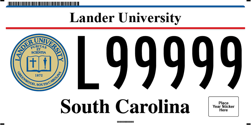 Lander University plate